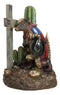 Rustic Western Armadillo Cowboy by Saguaro Cactus Praying By The Cross Figurine