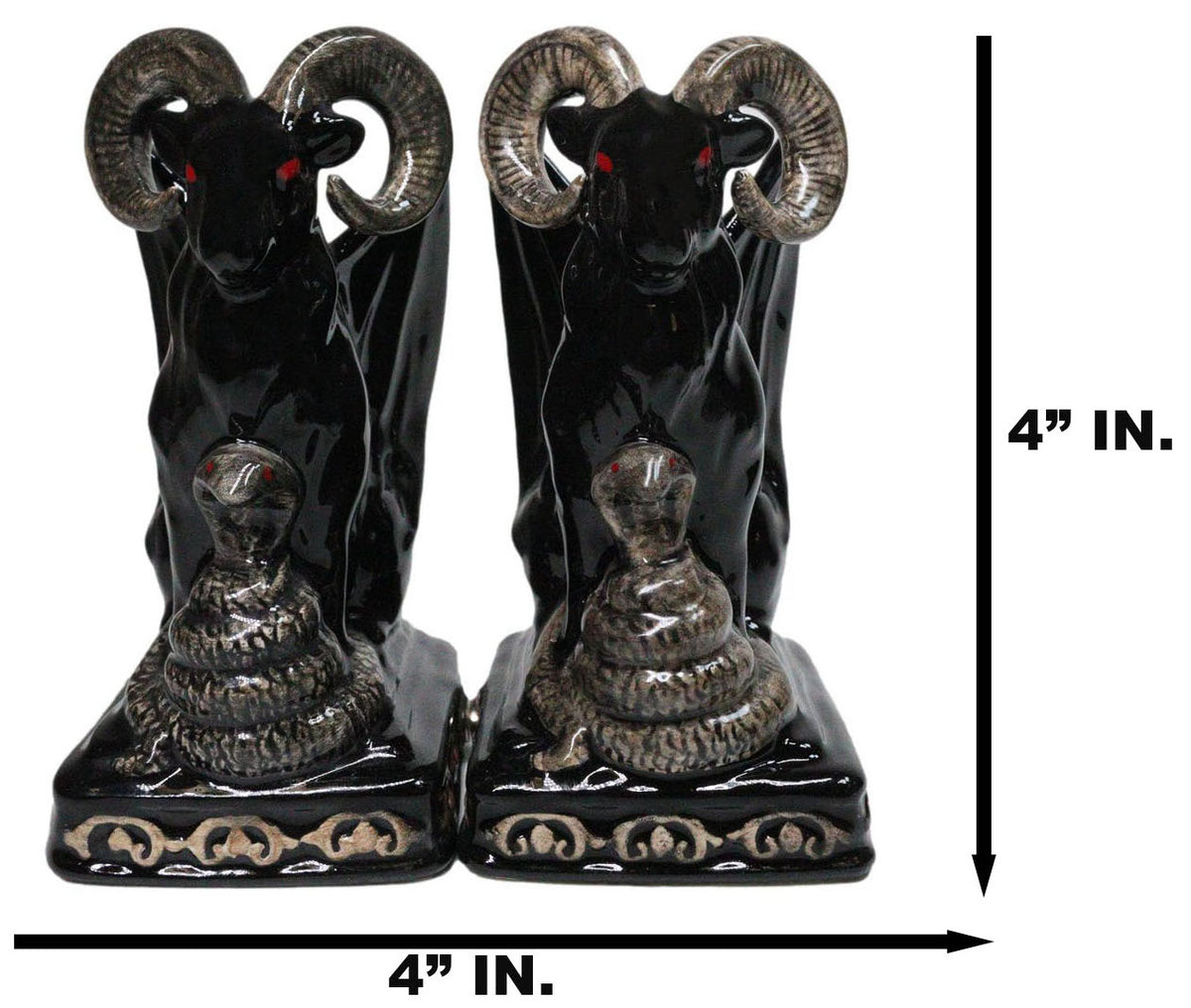 Ceramic Sabbatic Goat Baphomet With Cobra Ceramic Salt And Pepper Shakers Set