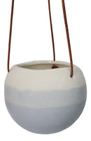 Set of 2 Pastel Blue and Pink Hanging Pot Planters With Leather Rope Strings