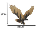 Large 23"L Bald Eagle Swooping With Pine Trees Forest Wooden Wall Decor Plaque