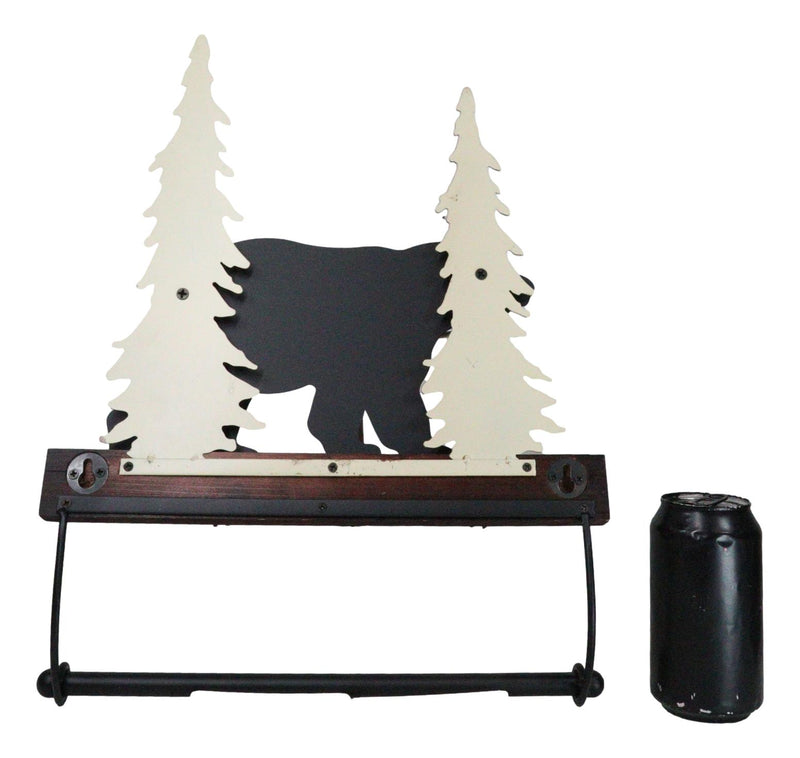 Rustic Western Elk Moose Deer Roaming Pine Forest 4-Peg Wooden Wall Hooks Plaque