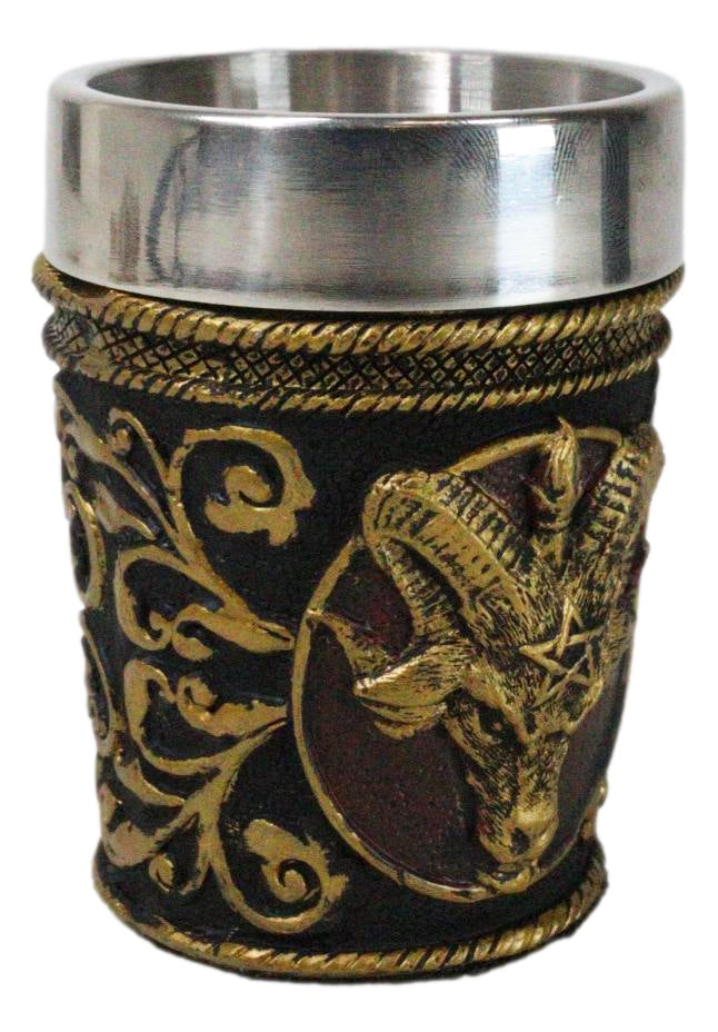Set Of 2 Occultic Pagan Pentagram Sigil Of Baphomet Sabbatic Goat Shot Glasses