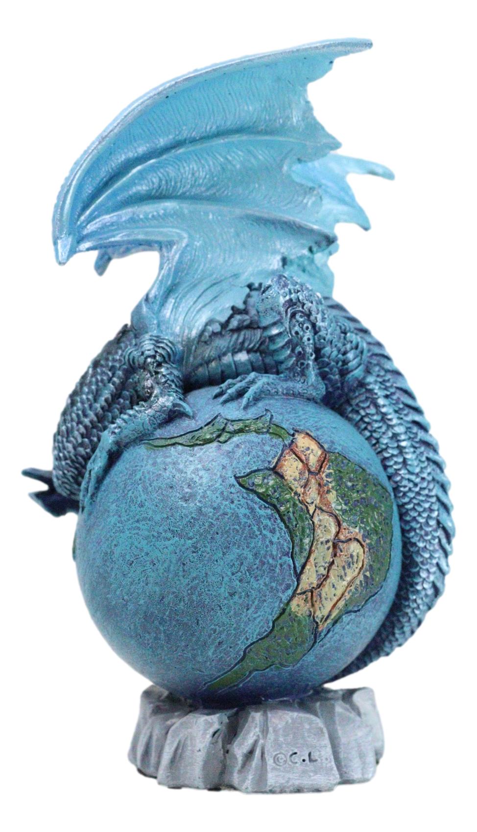 Celestial Solar Galaxy Planet Earth Terrestrial Guardian Blue Dragon Figurine
