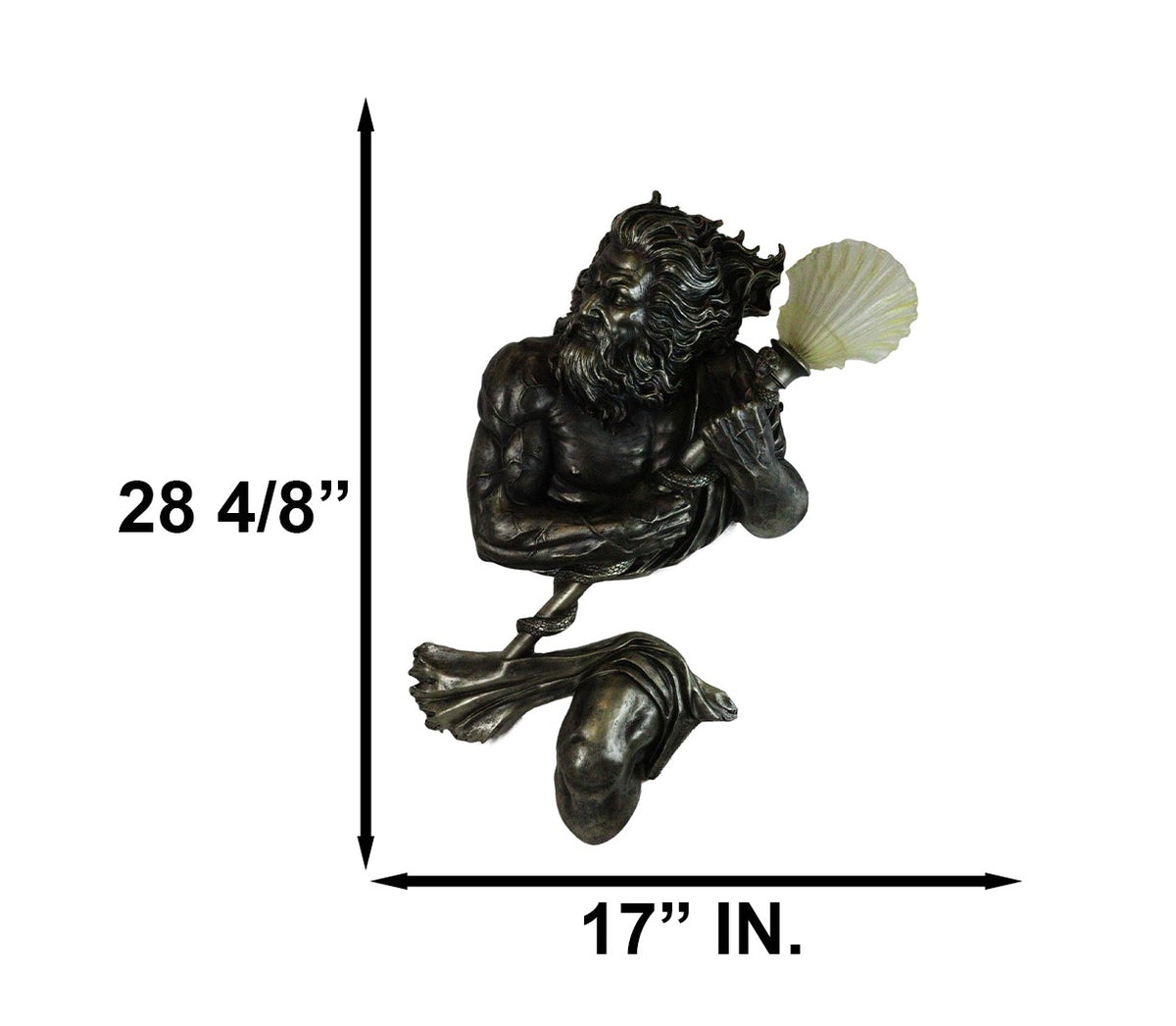 Ebros Gift Ocean Tremor Neptune Poseidon Greek God LED Wall Lamp 28.5" H