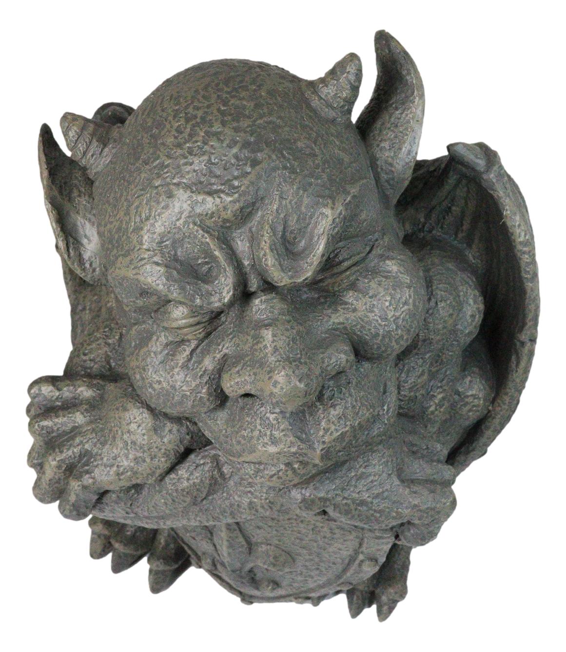 Set of 2 Gothic Notre Dame Gargoyle Shield And Sword Bearer Chimera Figurines