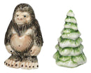 Ceramic Bigfoot Cryptid Ape By Pine Tree Salt And Pepper Shakers Figurine Set