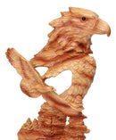 Rustic Wildlife Faux Wood Eagle Bust Head Sculpture with Soaring Eagle Cutout
