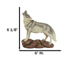 Forest Woodlands Mystical Alpha Gray Wolf Howling to The Moon Figurine 6" L