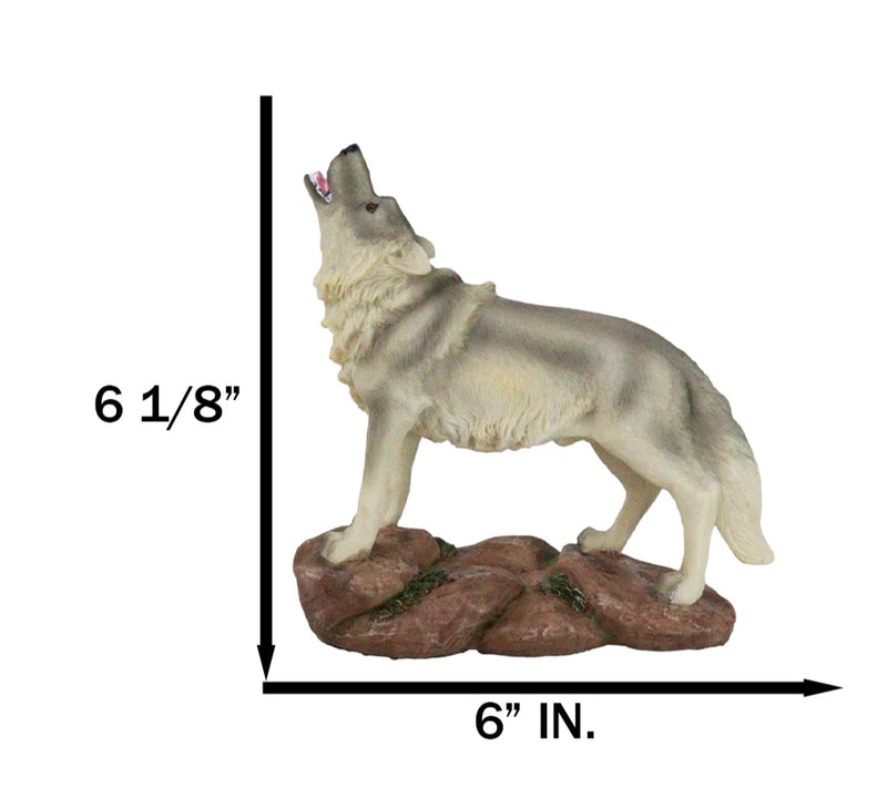 Forest Woodlands Mystical Alpha Gray Wolf Howling to The Moon Figurine 6" L