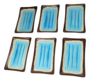 Pack Of 6 Crackled Blue Sky Aozora Kannyu Ceramic Rectangular Sushi Plates 8.5"L