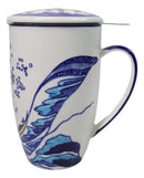 Great Wave Kanagawa 15oz Porcelain Tea Mug With Lid & Stainless Steel Infuser