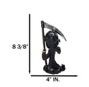 Grim Reaper Holding Scythe Figurine with Thumbs Down Gesture, Gothic Skeleton