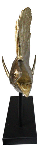 Large Marine Sea Life Sailfish Marlin Sculpture in Gold Leaf With Pole Stand 38"