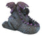 Whimsical Fantasy Purple Shy Garden Dragon Hatchling Hiding Behind Tail Figurine