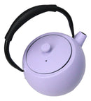 Pastel Purple Minimalist Tilted Round Cast Iron Teapot 28oz Tea Pot With Handle