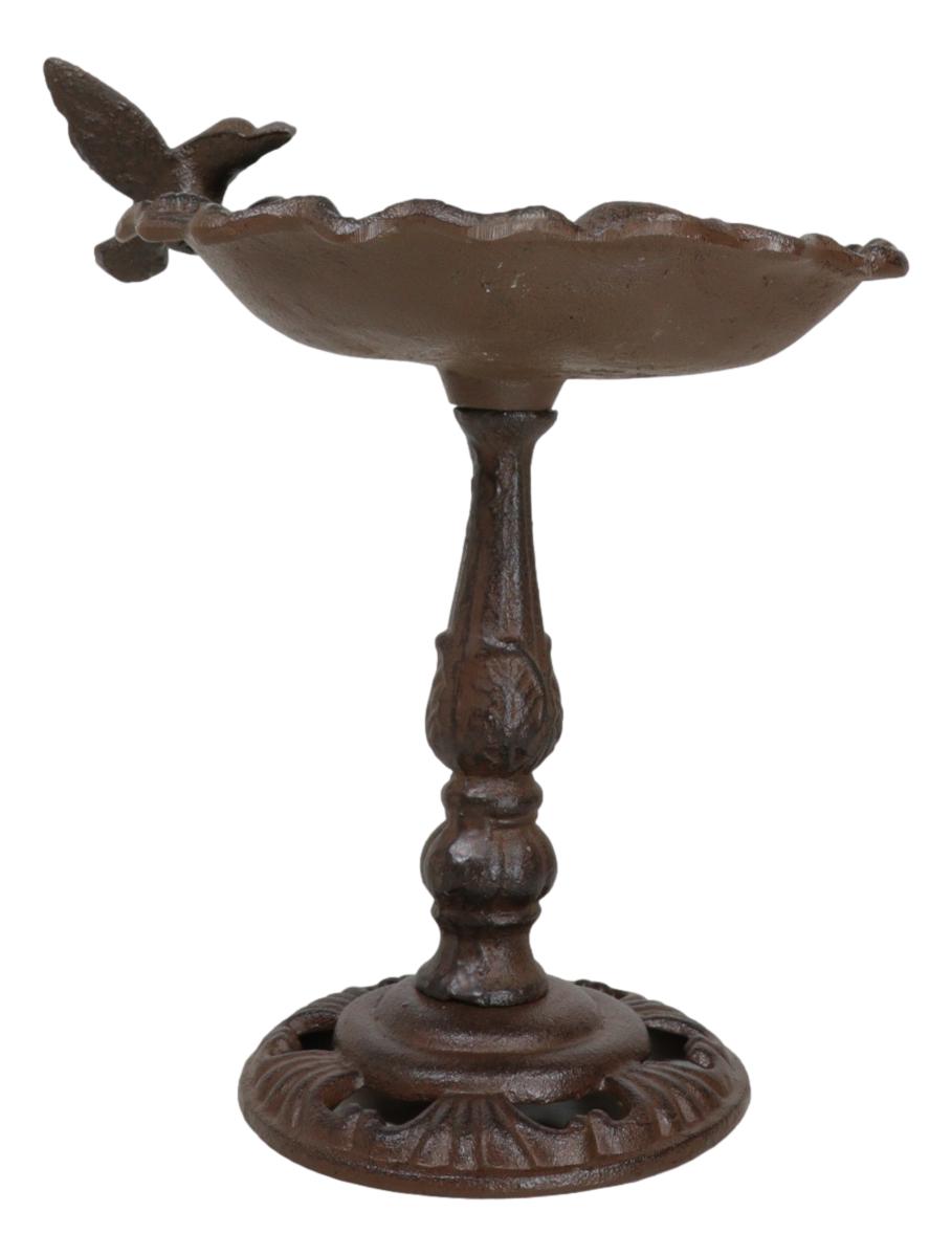 Rustic Cast Iron Hummingbird Perching On Flower Garden Bird Feeder Bath 10.5"H - Ebros Gift