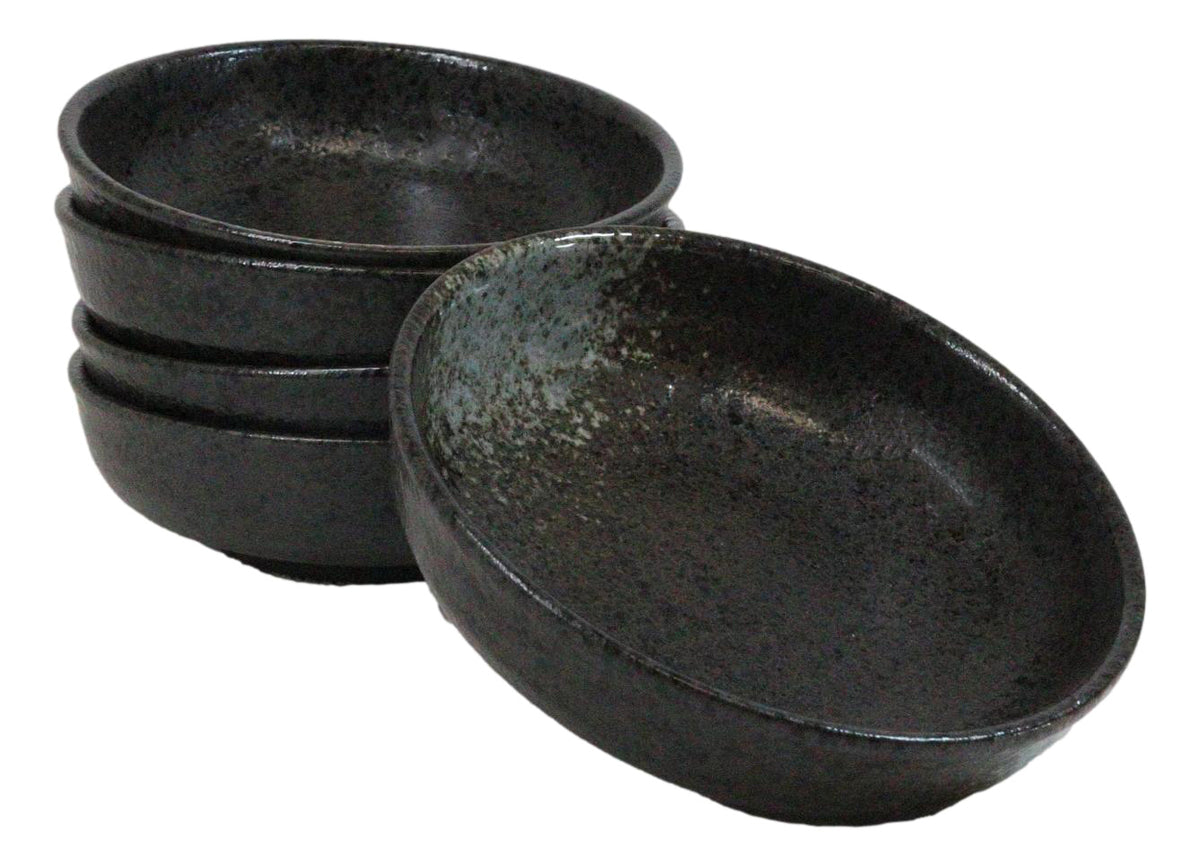 Pack Of 5 Charcoal Grey Tone Hakumu Collection Shallow Bowl Or Deep Plates 10oz