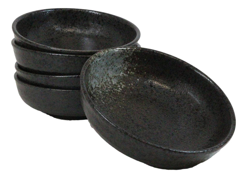 Pack Of 5 Charcoal Grey Tone Hakumu Collection Shallow Bowl Or Deep Plates 10oz