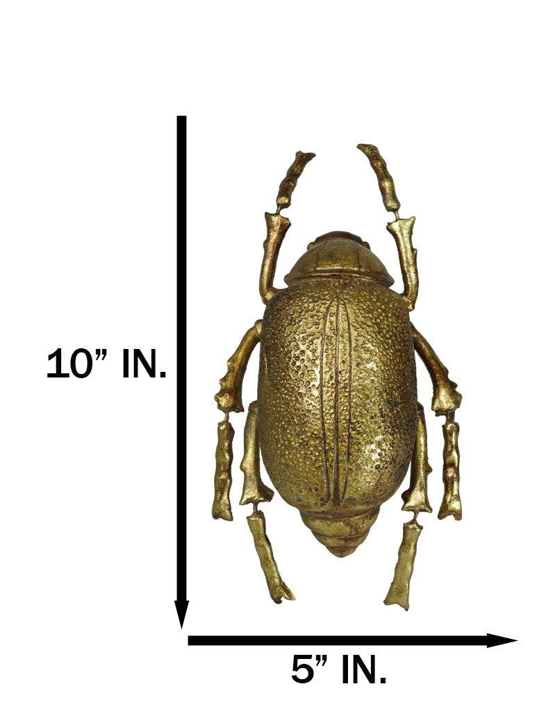 Modern Chic Gold Leaf Carpet Beetle Resin Wall Sculpture Or Table Decor