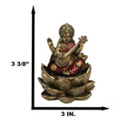 Hindu Deity Goddess Saraswati With Veena Guitar On Lotus Flower Mini Figurine