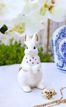 White Easter Bunny Rabbit Pewter Austrian Crystals Jeweled Trinket Jewelry Box