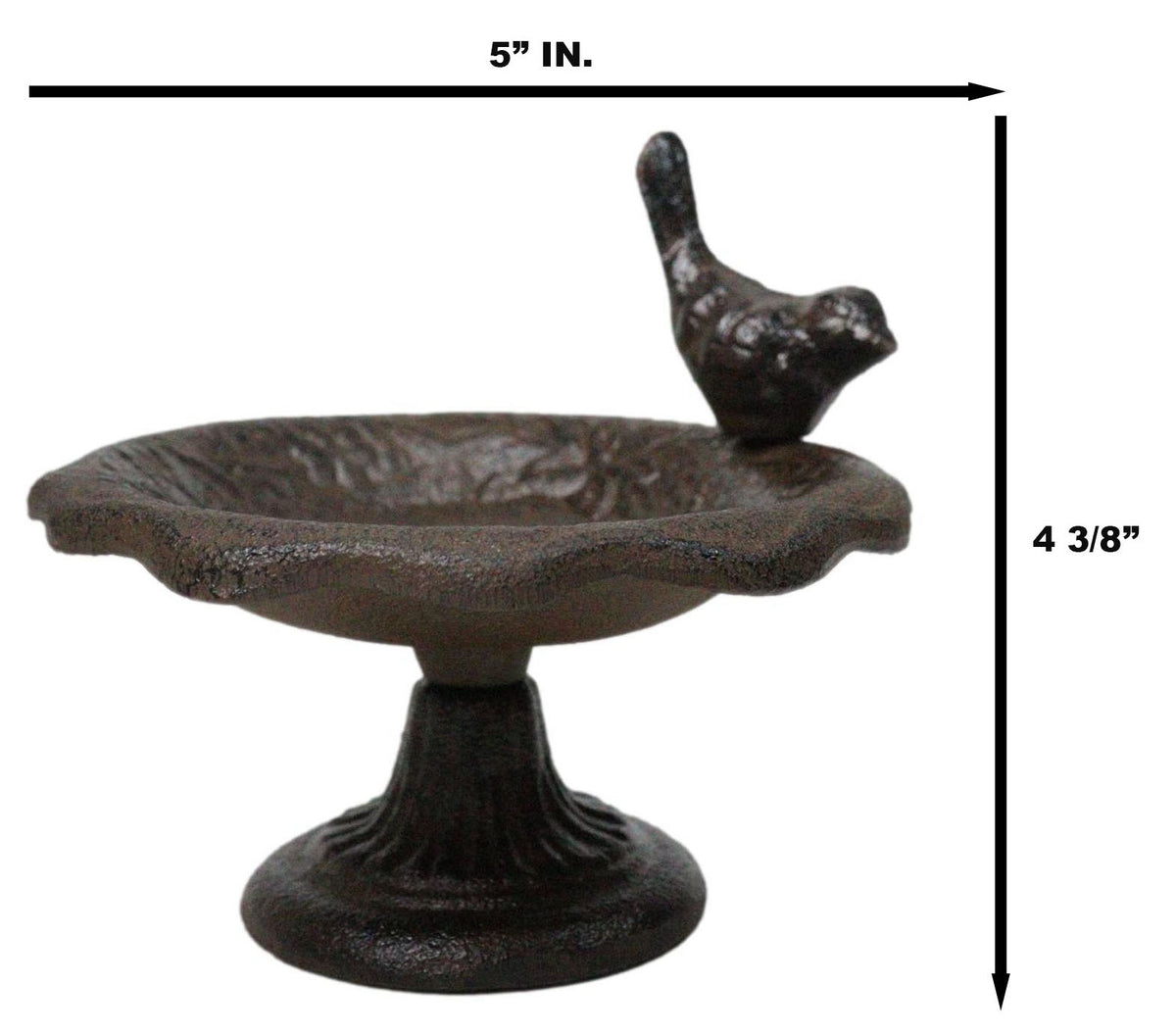 Cast Iron Rustic Whimsical Bird On Fountain Bird Feeder Bath Small Sculpture - Ebros Gift