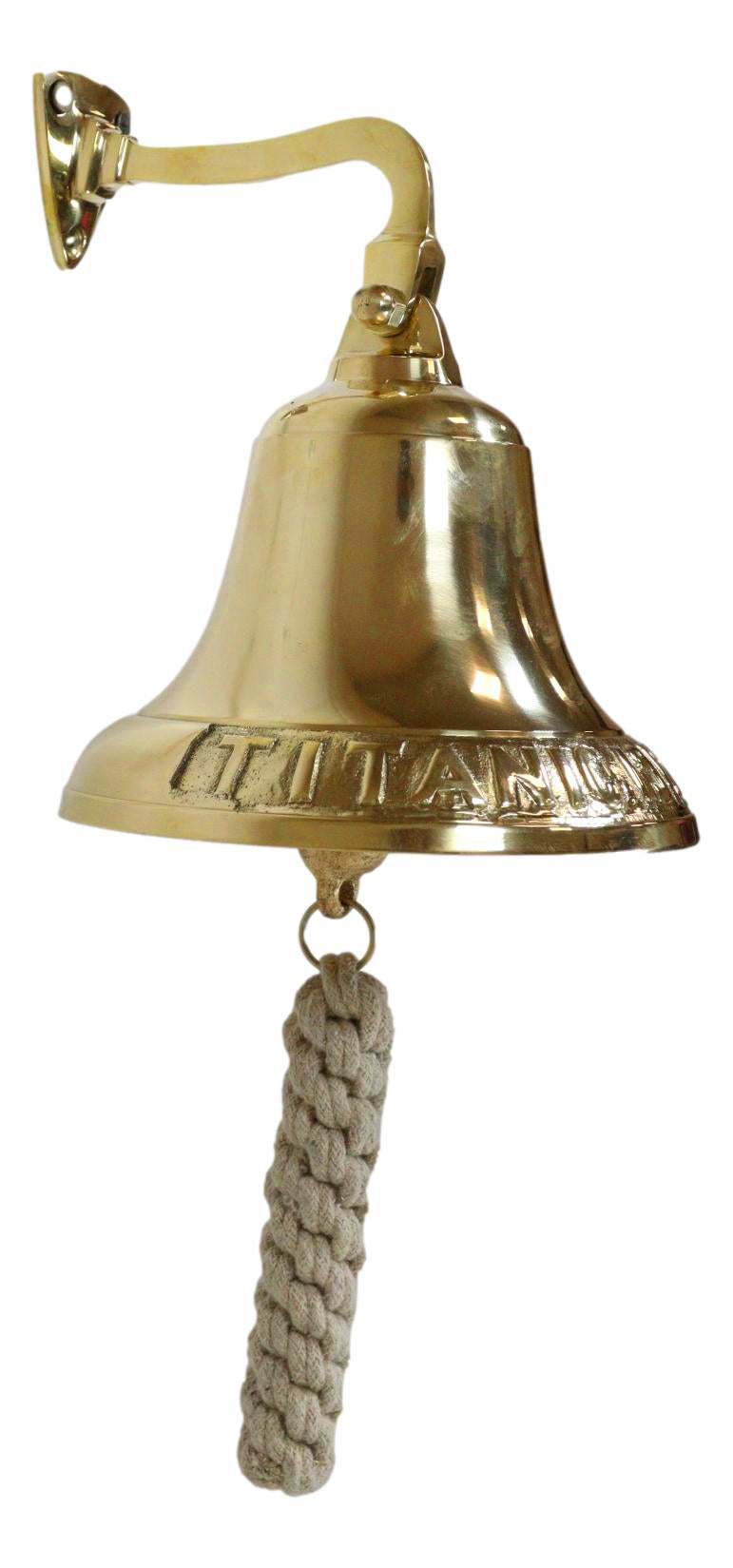 Marine Antiqued Solid Polished Brass RMS Titanic Wall Dinner Bell With Lanyard