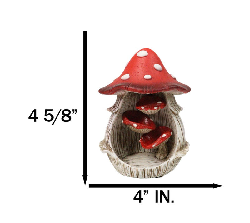 Fairy Garden Red Spotted Toadstool Mushroom Cottage Backflow Incense Burner