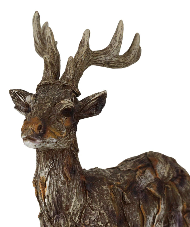 Rustic Western Woodlands Emperor Stag Deer Buck Faux Wooden Resin Figurine