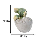 Adorable Green Baby Dragon Hatchling Cracking Out of Egg Shell Figurine 4"H
