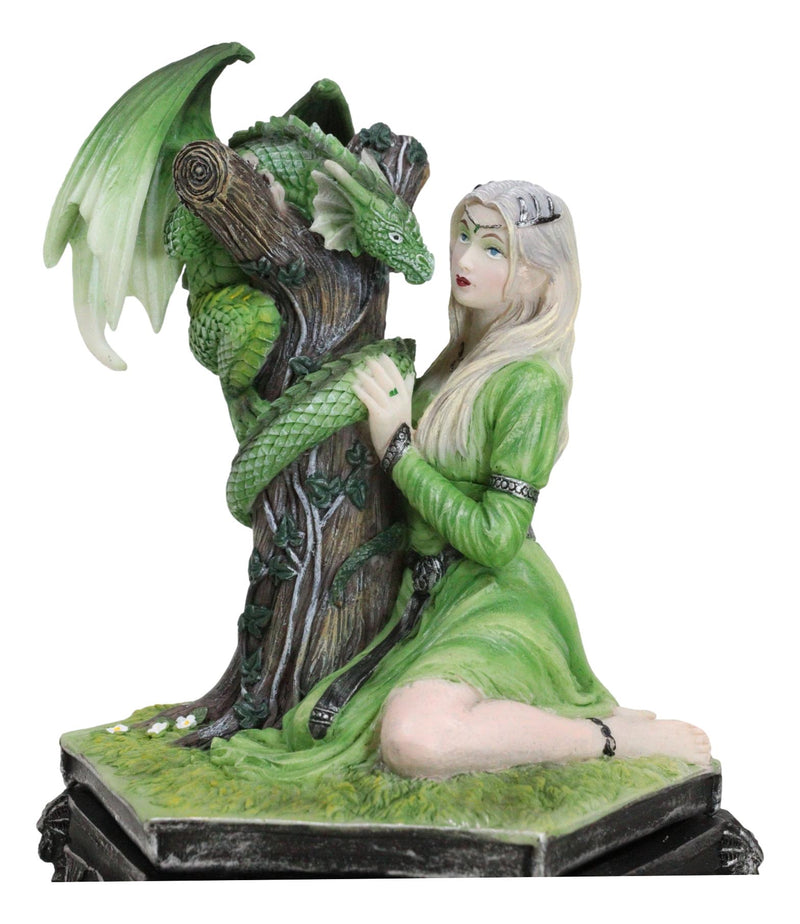 Fantasy Four Seasons Summer Friendship Fairy With Dragon Decorative Box Figurine