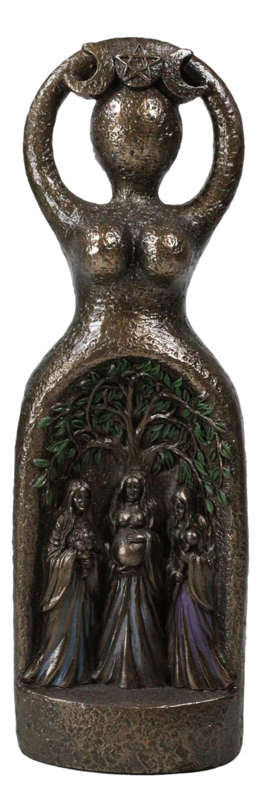 Wicca Spiral Triple Moon Goddess Mother Maiden Crone Tree Of Life Figurine