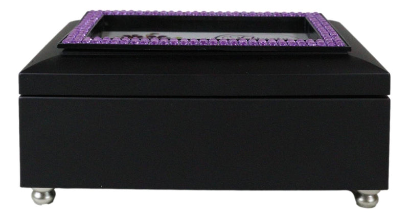 February Amethyst Birthstone Faithfulness And Wisdom Black Musical Trinket Box
