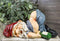 Mr Gnome Knocked Out Drunk With Half Moon Bare Buttocks Holding Booze Figurine