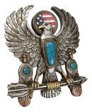 Southwestern American Flag Eagle With Turquoise Rocks Feathers Arrows Wall Decor