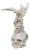 Ossuary Macabre Skeleton Bone Dragon Perching On Gothic White Skull Figurine