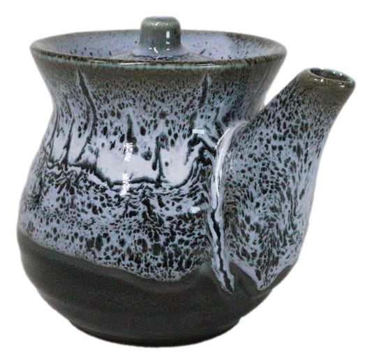 Mountain Snowcap Tenmoku Glazed Porcelain Soy Sauce Shoyu Flask Dispenser Japan