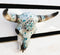 Western Turquoise Floral Horned Cow Skull Wall Decor Plaque