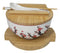 White Ume Plum Blossoms Donburi Ramen Bowl With Lid Trivet Spoon Chopsticks Set