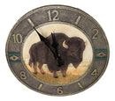 Frontier Land Legacy Southwestern Bison Wall Clock American Buffalo Sculpture