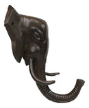 Cast Iron Rustic Abstract Safari Wildlife Jungle Elephant Wall Hook Sculpture