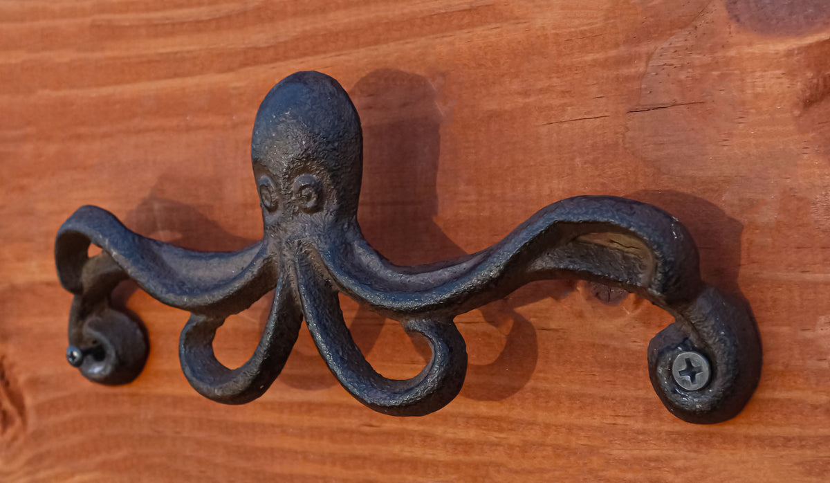Set Of 4 Cast Iron Rustic Marine Sea Octopus Drawer Cabinet Door Knobs Hardware - Ebros Gift