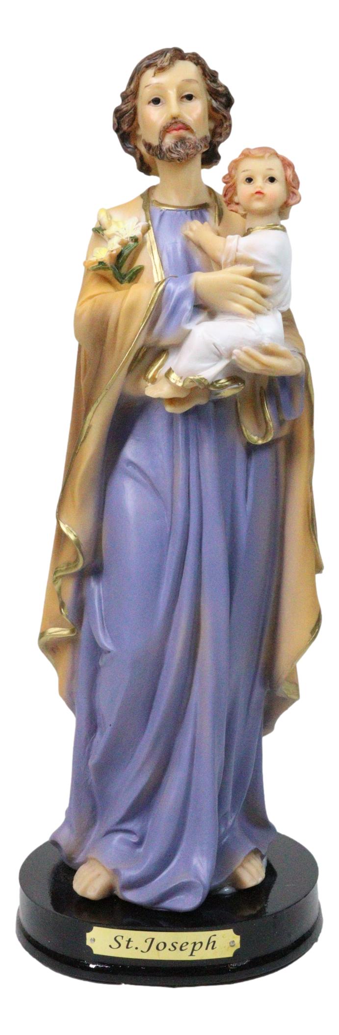Saint In Robe Purple Robe Saint Joseph Carrying Child Jesus Catholic Figurine With B ...