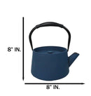 Royal Blue Modern Straight Edge Design Tetsubin Larger Cast Iron Teapot 33oz