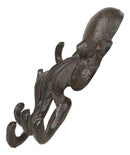 Rustic Cast Iron Nautical Sea Octopus Cthulhu 6 Pegs Tentacles Wall Hook Decor