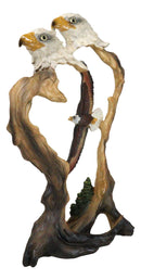 American Bald Eagle Flying Wildlife Forest Scene Faux Wood Cutout Figurine