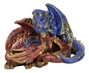 Metallic Iridescent Red and Blue Dragon Family Sleeping Peacefully Figurine