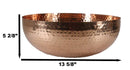 Large 13.75"D Round Hammered Iron Metal Serving Or Mixing Bowl Copper Finish