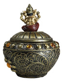 Hindu Vastu Yoga Ganesha Tooled Patterns And Gemstones Decorative Trinket Box