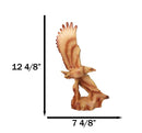 Faux Wood Soaring Eagle Figurine With Outstretched Wings American Eagle Accent